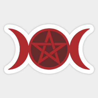 Red Triple Moon Pentagram Sticker